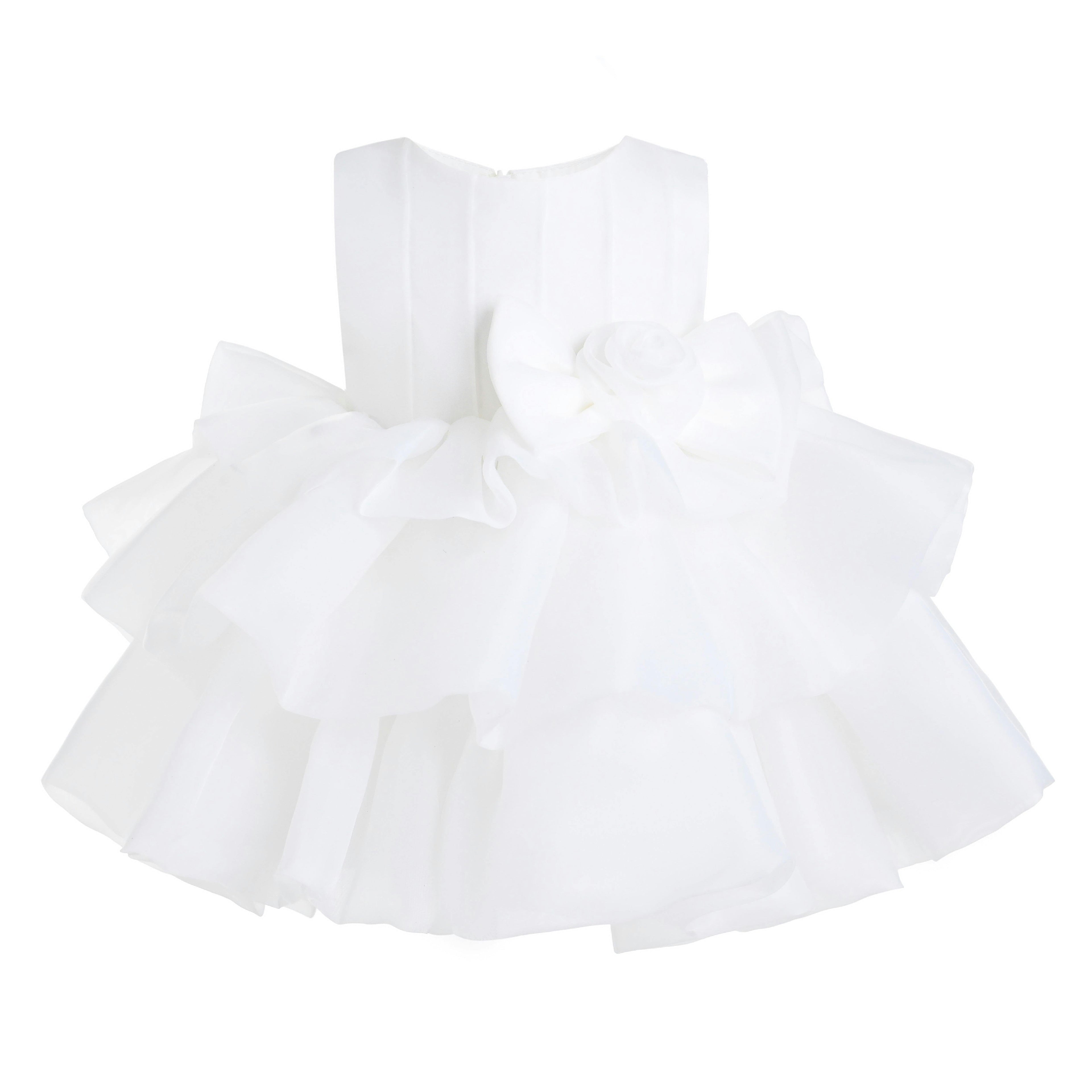 White Altheira Bow Ruffle Dress