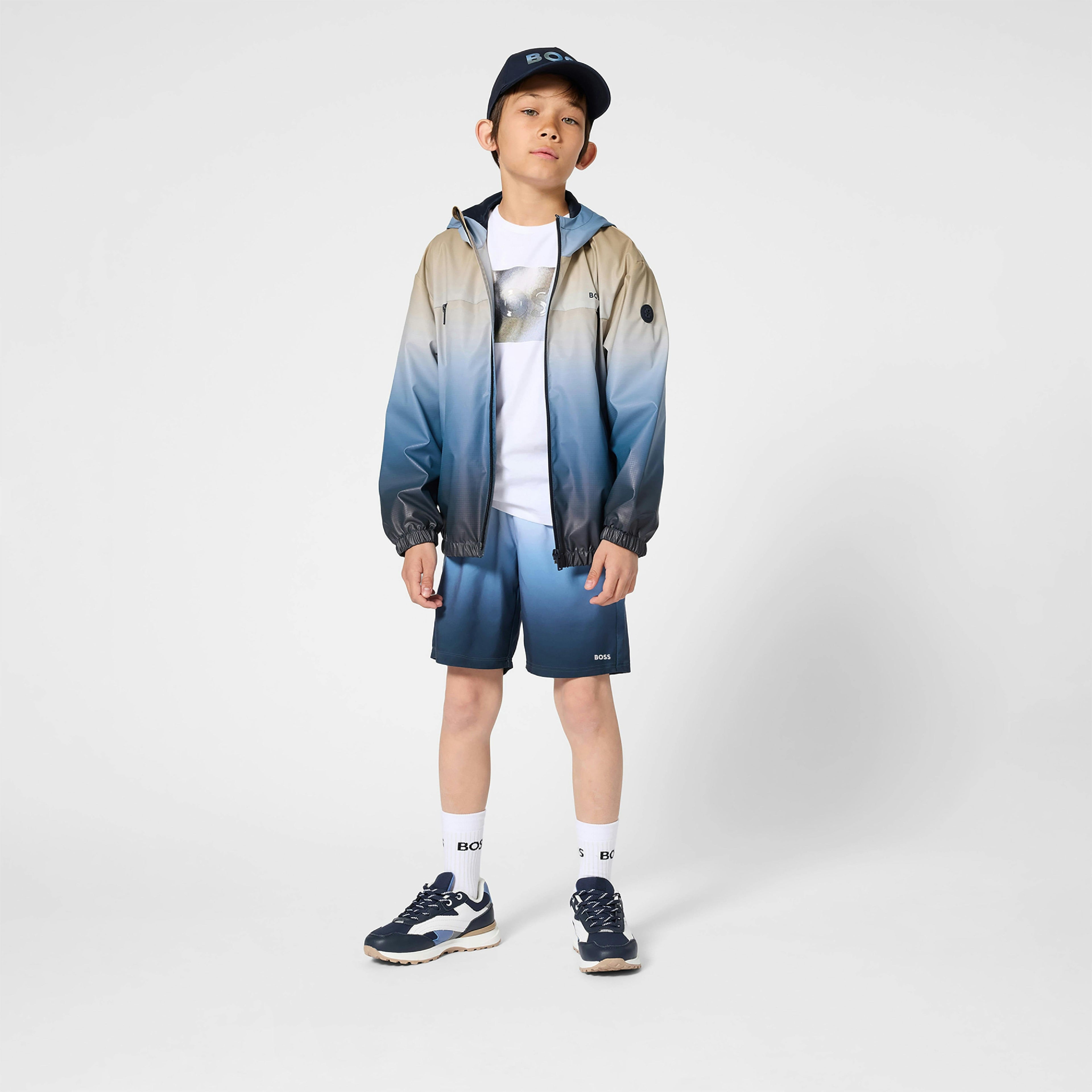 Blue Gradient Hooded Windbreaker