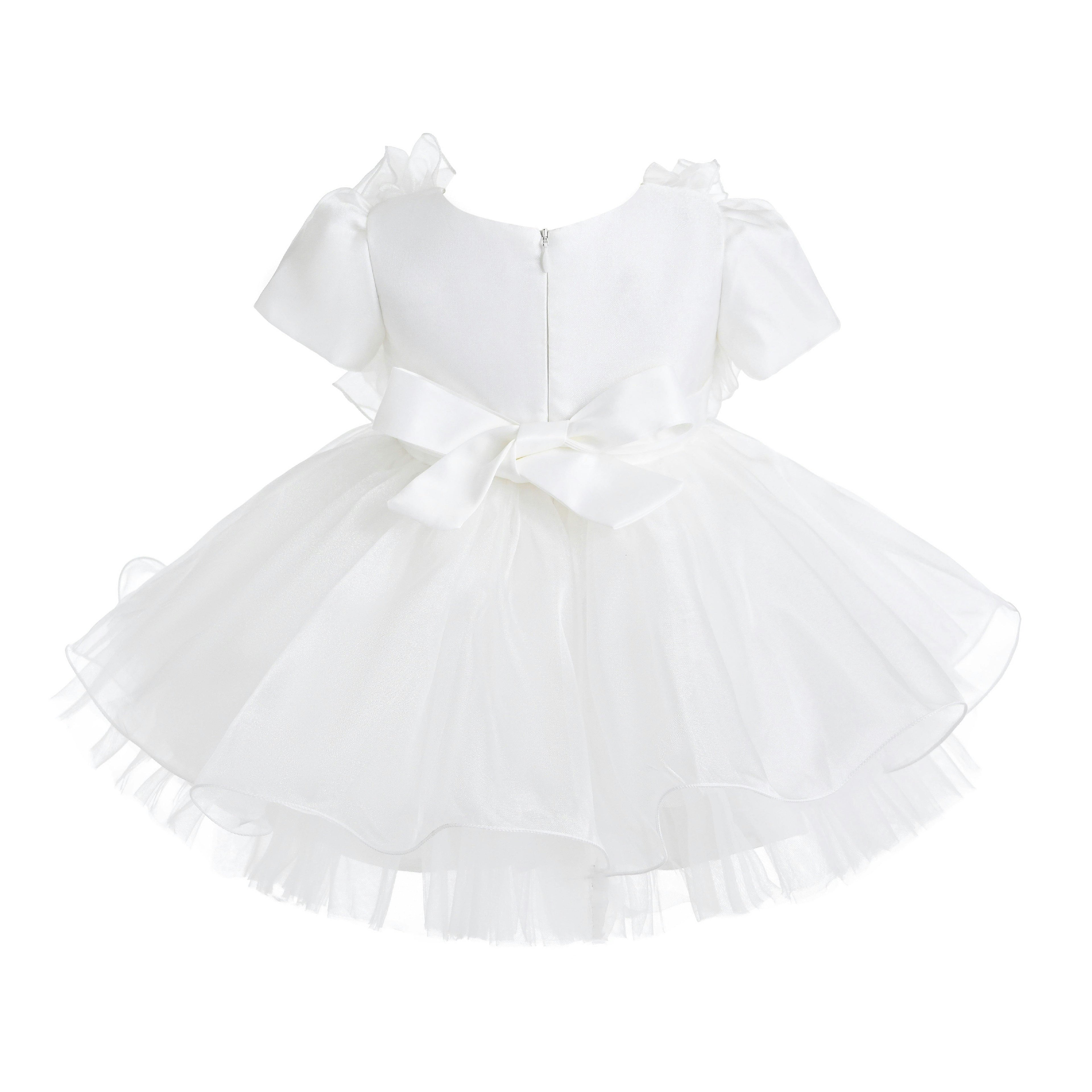 White Celestara Ruffle Bow Dress