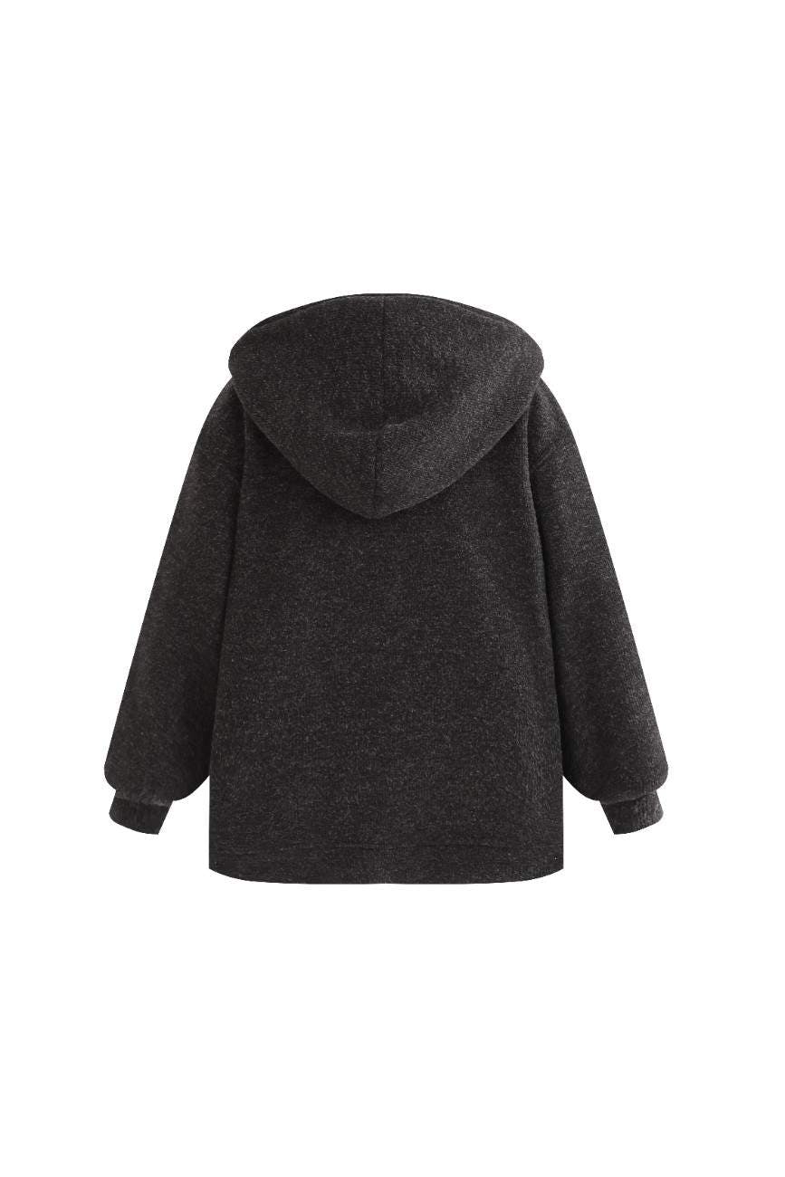 Dark Gray Half-Zip Hooded Sweatshirt