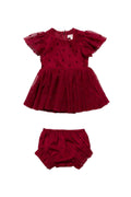 Baby Solange Dress Set in Burgundy Tulle