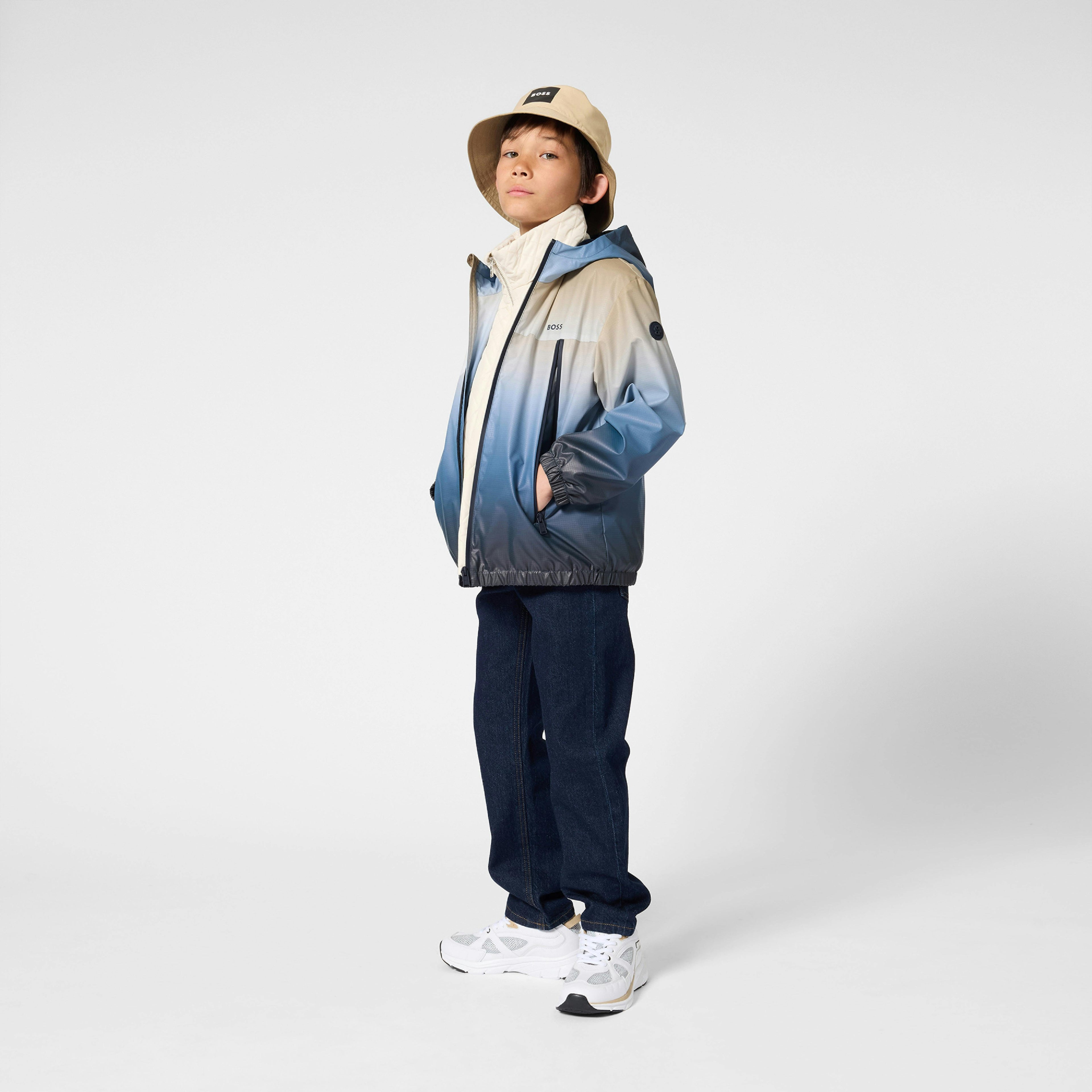 Blue Gradient Hooded Windbreaker
